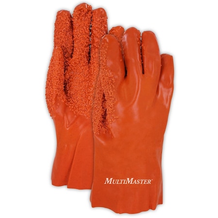 Magid 12 Orange Vinyl DoubleDipped PVC Coated Glove  Cut Level 1, 12PK T3083R